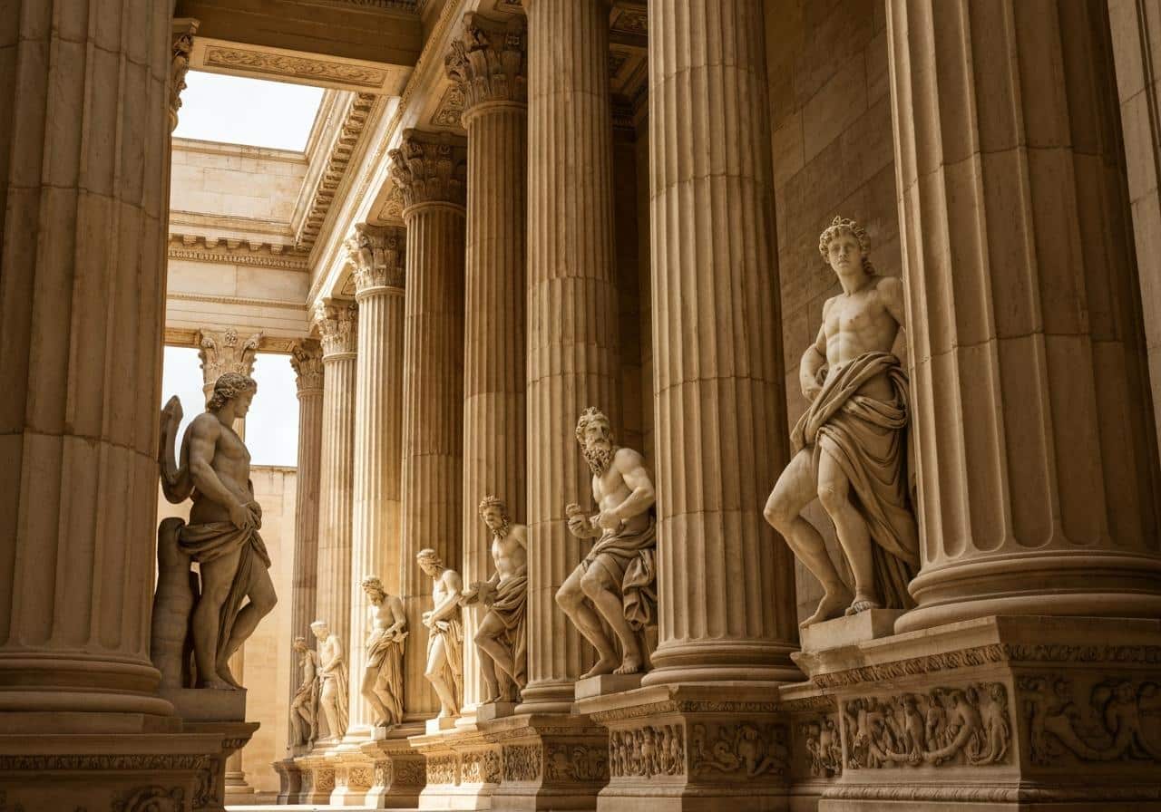 Panthéon lunaire antique sculptures mythologie grecque romaine