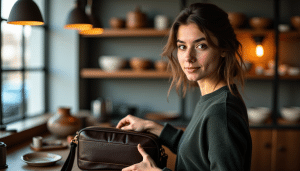 Femme qui ouvre une saoche