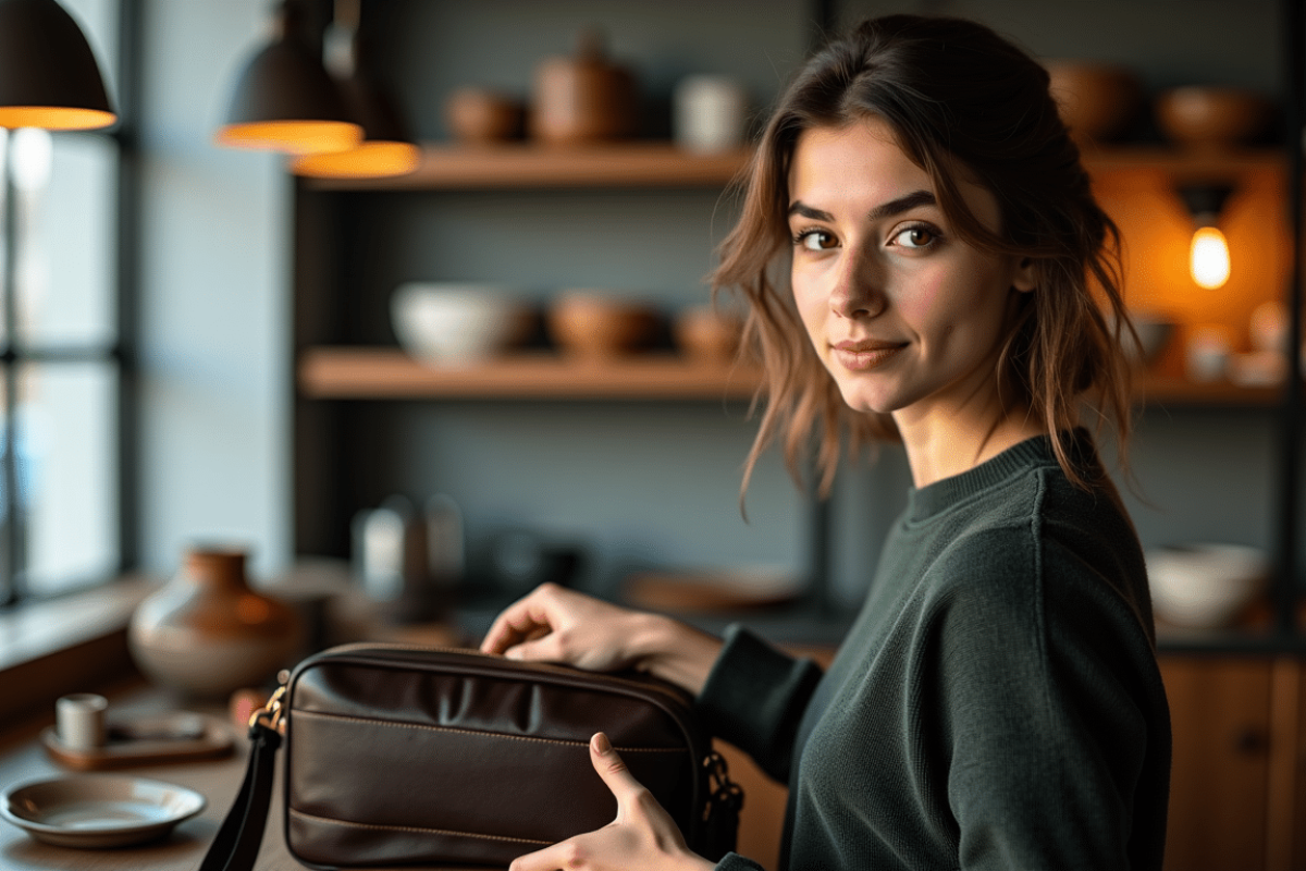 Femme qui ouvre une saoche